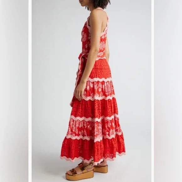 NWT $345 FARM Rio Flowerful Birds Floral Maxi Sundress FLOWERFUL BIRDS RED, S - Picture 3 of 6